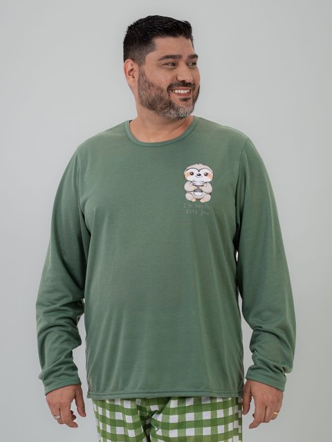 Pijama Masculino Plus Size de Inverno - Sloth Family