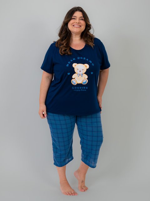 Pijama Feminino Plus Size Capri - Bear Family
