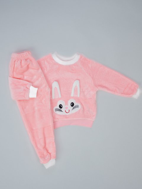 Pijama Infantil Menina Fleece Peluciado - Coelho Rosa