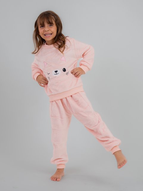 Pijama Infantil Menina Fleece Peluciado - Rosa