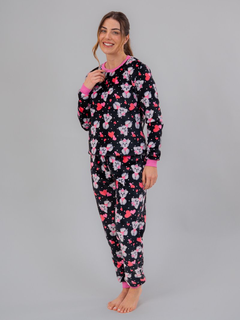 Pijama Feminino Longo Fleece Peluciado - Cachorrinho